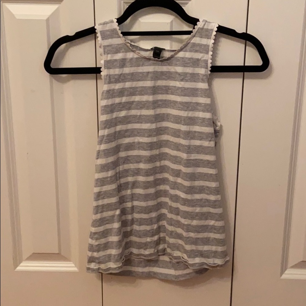 j.crew scalloped gray & white striped tank, XXS